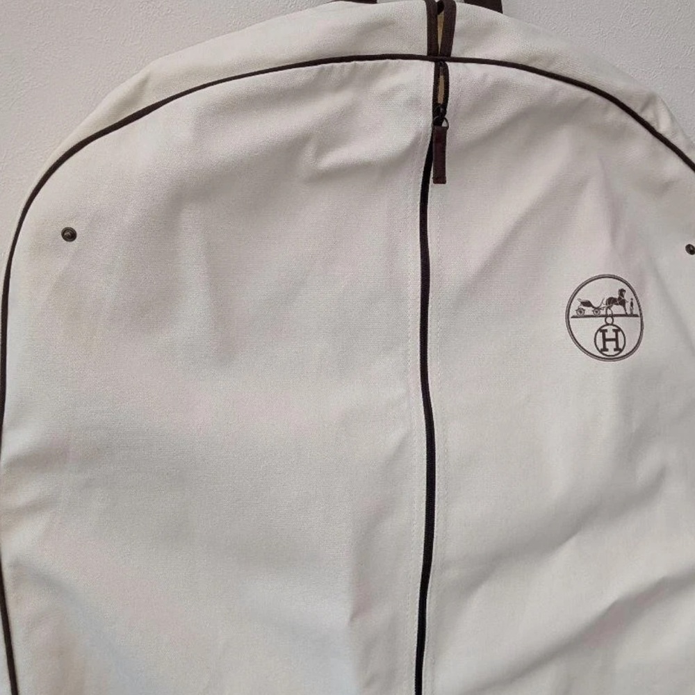 Original White Hermes Jacket Garment Bag with Dark Trim